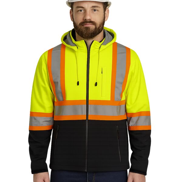 Soft Shell Jacket w/ Detachable Hood, 4″ Refl. Tape Thumbnail