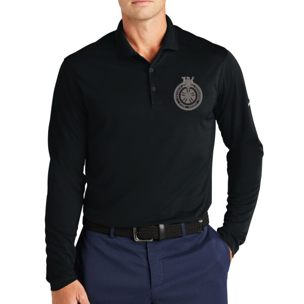 Nike Dri-Fit Black Long Sleeve Polo  Thumbnail